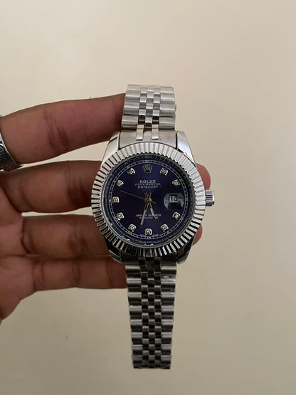 RLX DJ - B2118 - 41MM - SIILVER BLUE - QUARTZ WATCH