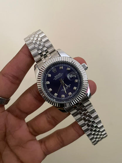 RLX DJ - B2118 - 41MM - SIILVER BLUE - QUARTZ WATCH