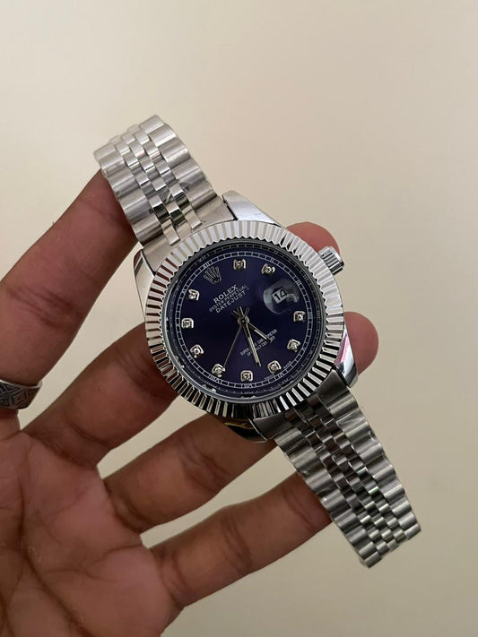 RLX DJ - B2118 - 41MM - SIILVER BLUE - QUARTZ WATCH